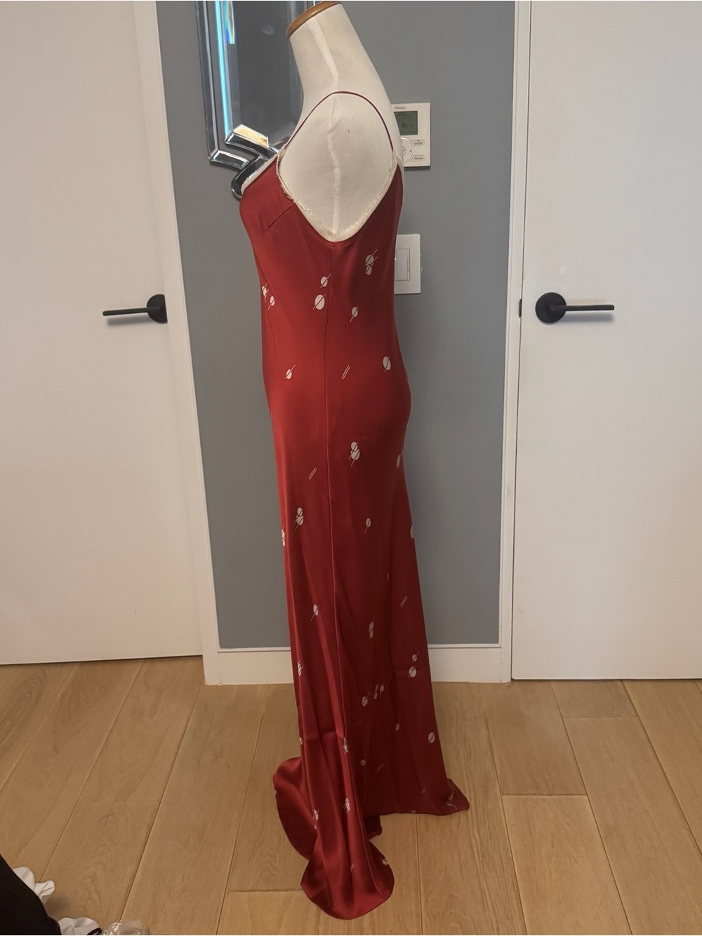 The Row Red Satin Slip Dress with Subtle Metallic Accents XS - Picture 2 of 6